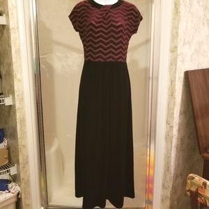 Purple black velvet maxi evening dress, S